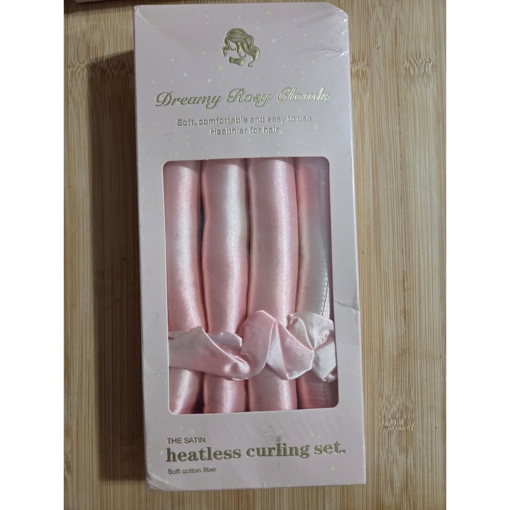Dreamy Rosy Clouds Satin Heatless Curling Set of 4 Pink Hair Rollers New
